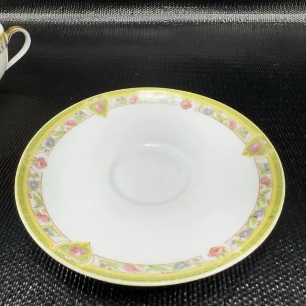 Theodore Haviland Limoges‎ France Fine Porcelain Teacup Saucer Set Green Floral